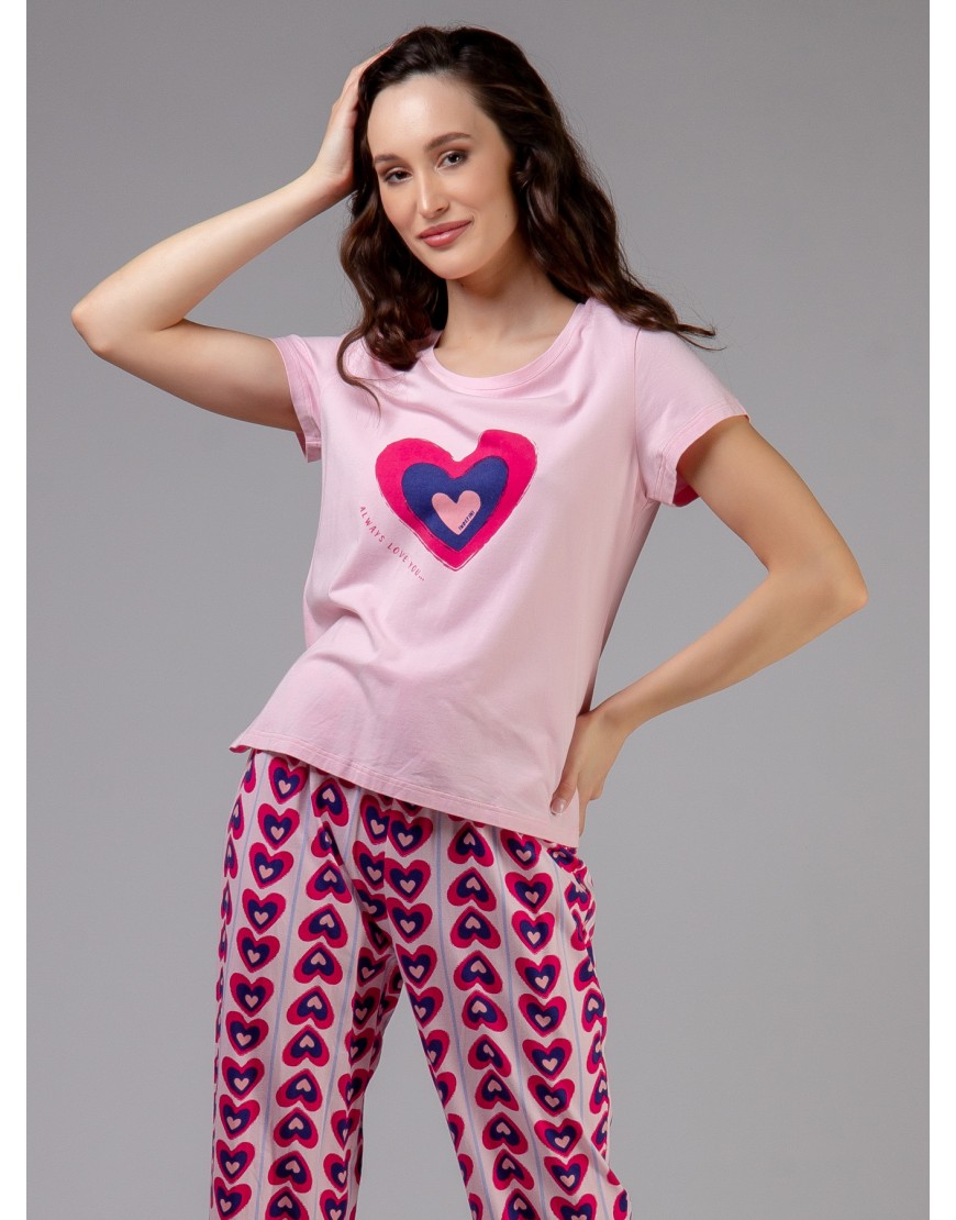 Бамбуковая пижама с принтом "Сердца"